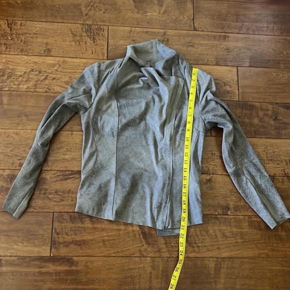 Zara Faux Vegan Suede Moto Jacket Asymmetrical Zip Fitted Draped Collar - Picture 8 of 10